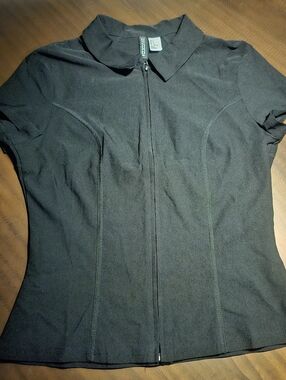 H&M Black Short Sleeve Zip Polo Top